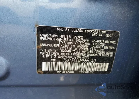 2021 Subaru Forester Premium from USA, damaged, VIN JF2SKAFC0MH565240